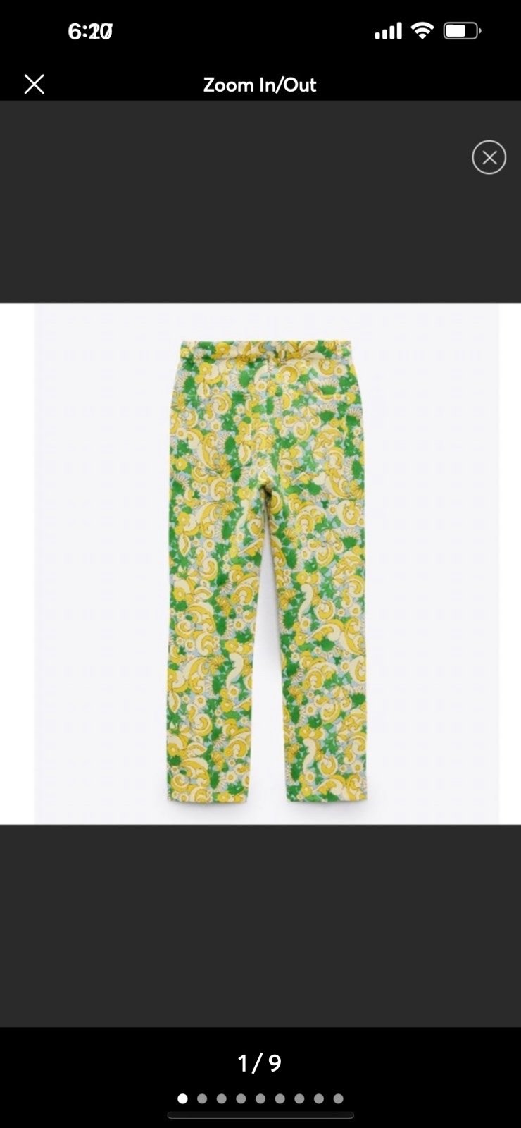 NEW!! Zara Green and Yellow Floral Retro Look Cropped Pants