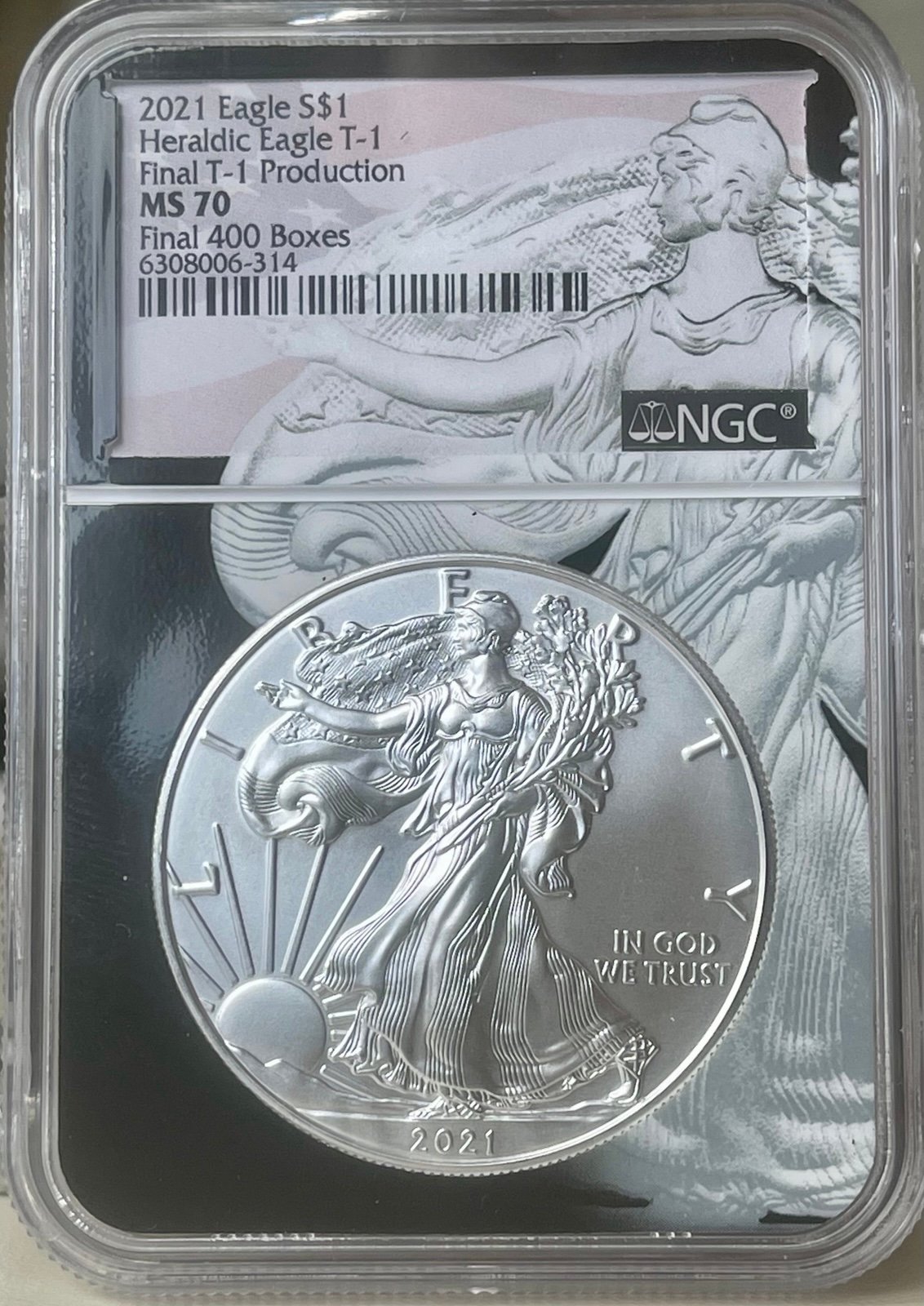 2021 Type 1 NGC Graded MS70 “Last 400 Boxes” American Silver Eagle Dollar