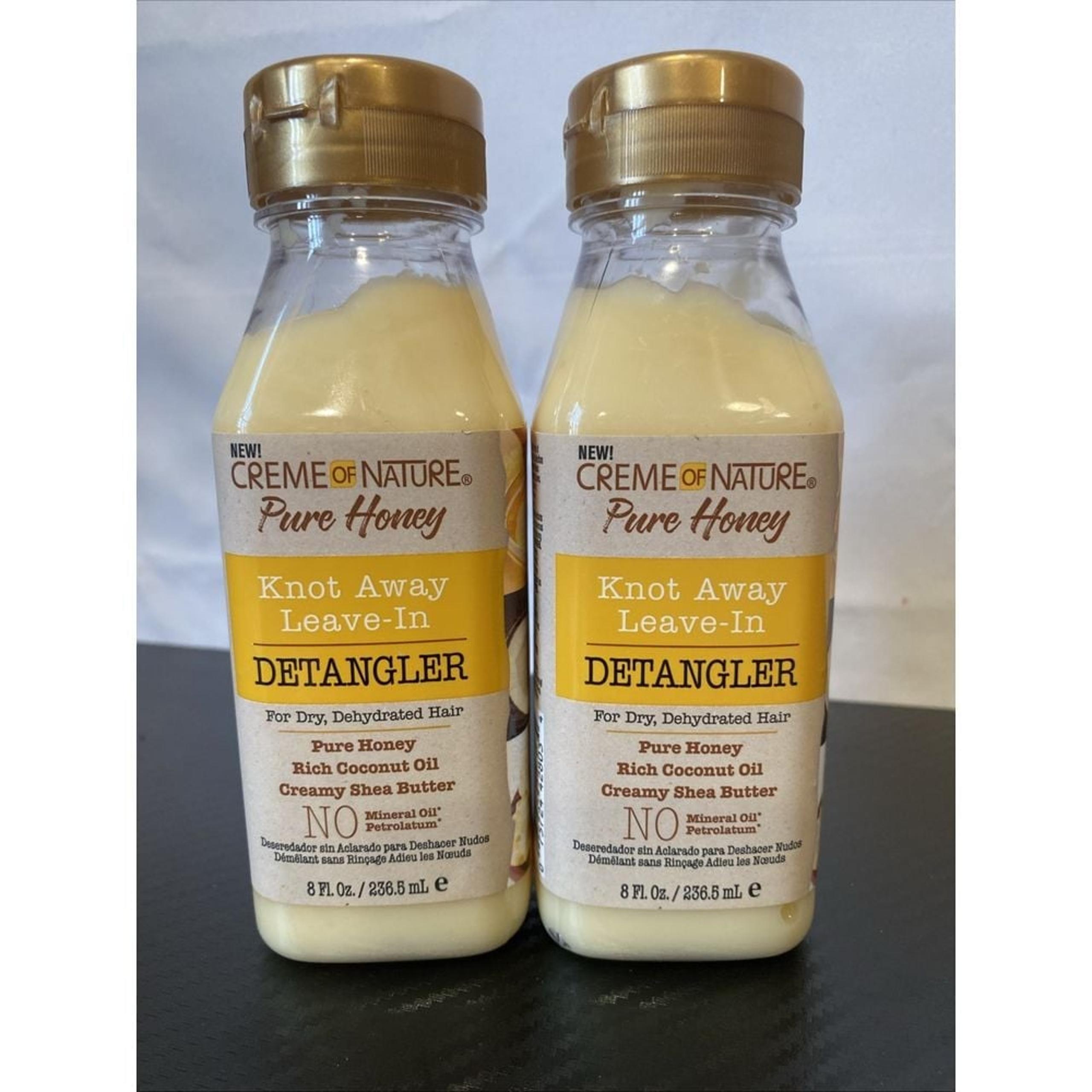 LOT OF 2- Crème of Nature Pure Honey Knot Away Leave-in Detangler 8 oz- Dry Hair
