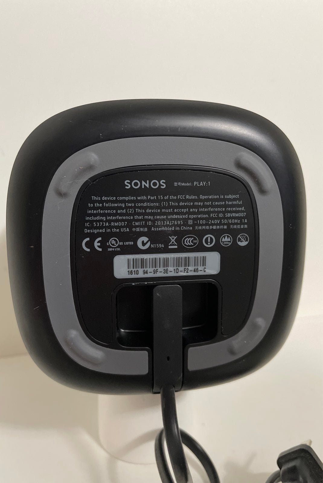 SONOS PLAY 1 WIRELESS shops SPEAKER CHARCOAL BLACK