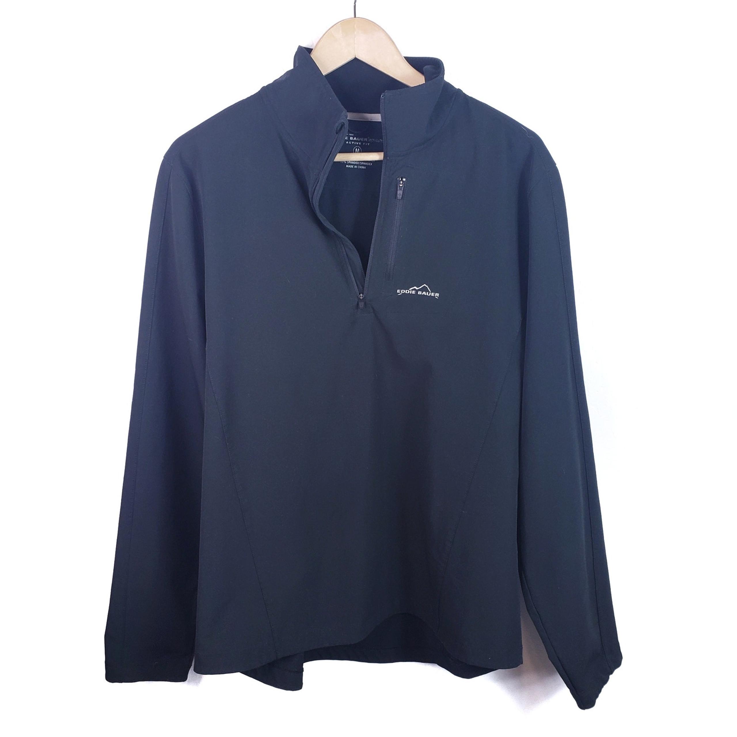 Eddie Bauer Sport Men's 1/4 Zip Pullover Active Fit Black Size M Medium