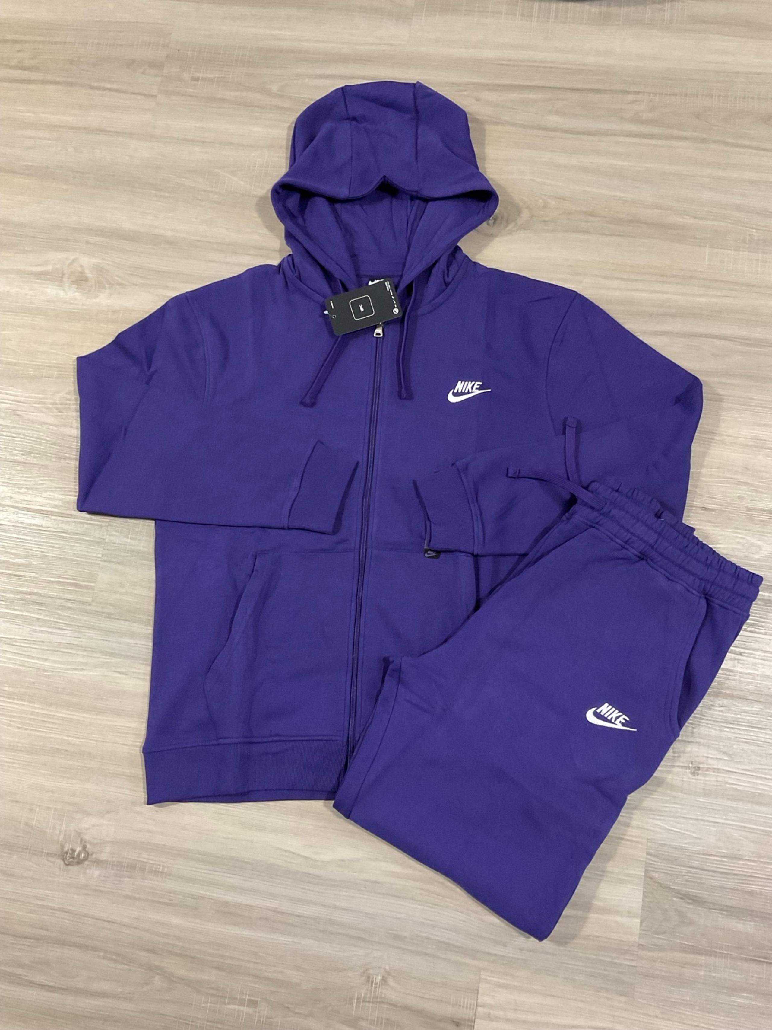 Nike Men’s Cotton Blend Sweatsuit-PURPLE-SMALL
