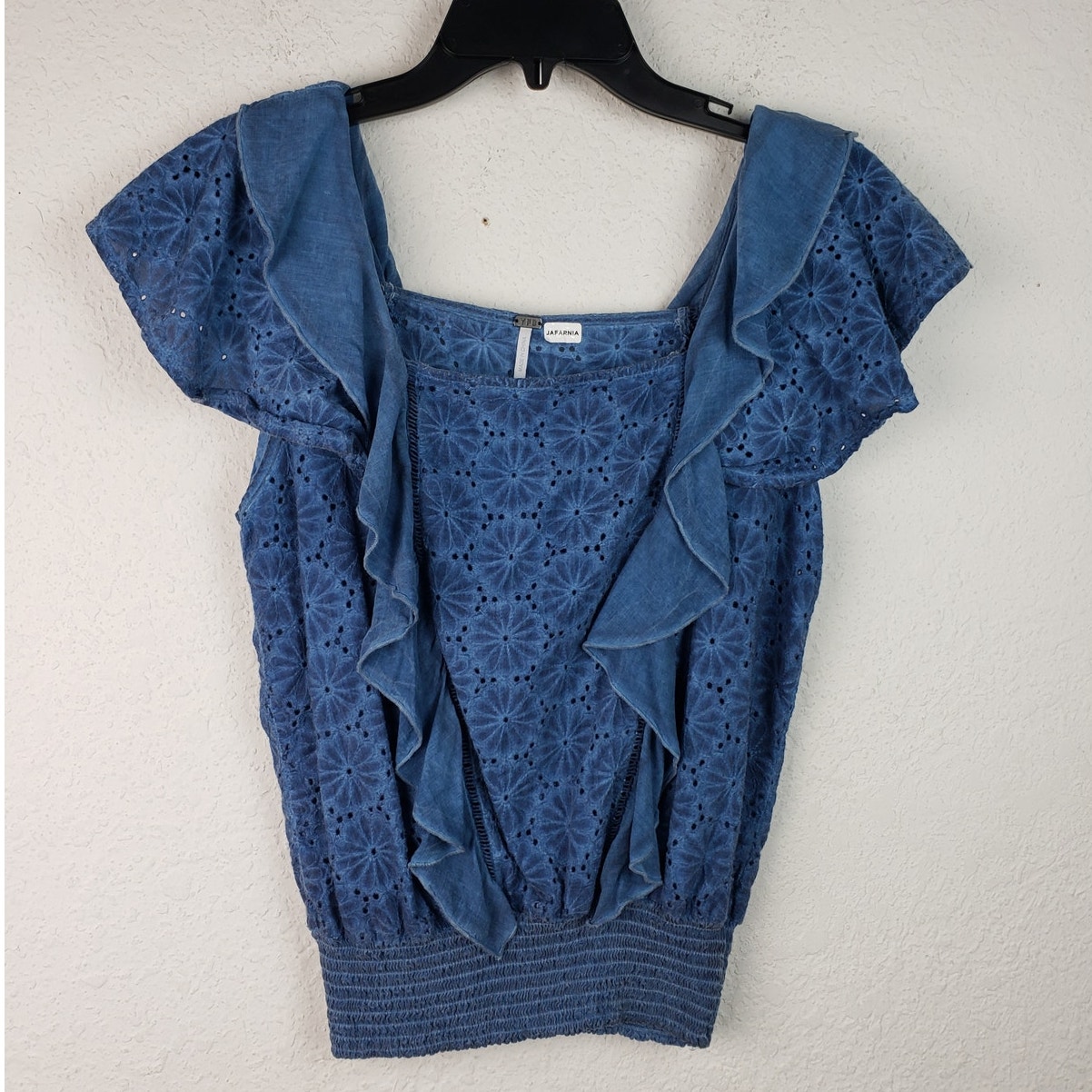 Young Fabulous & Broke Eyelet Ruffle Top Caribbean Now Smocked Frilly