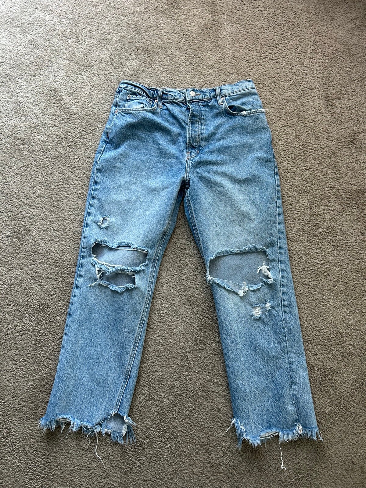 We The Free Ranger Ripped Crop Wide Leg Denim Jeans in Sky Size 30