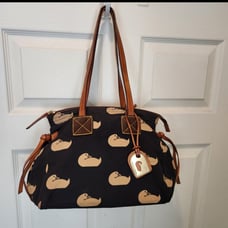 Dooney & Bourke Signature Duck Bag Tote Classic Black Brown Purse