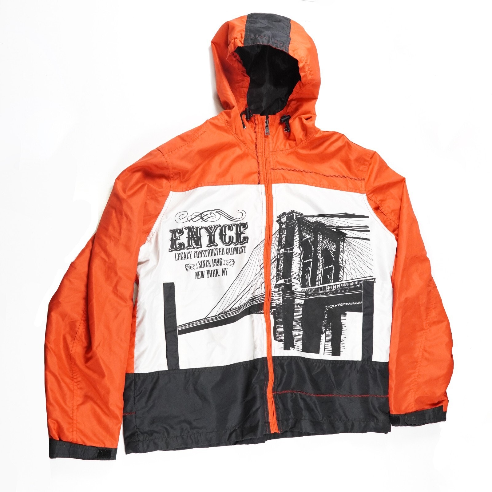Enyce Bridge Windbreaker Coat Hoodie Long Sleeve Hooded Jacket XL Red Black
