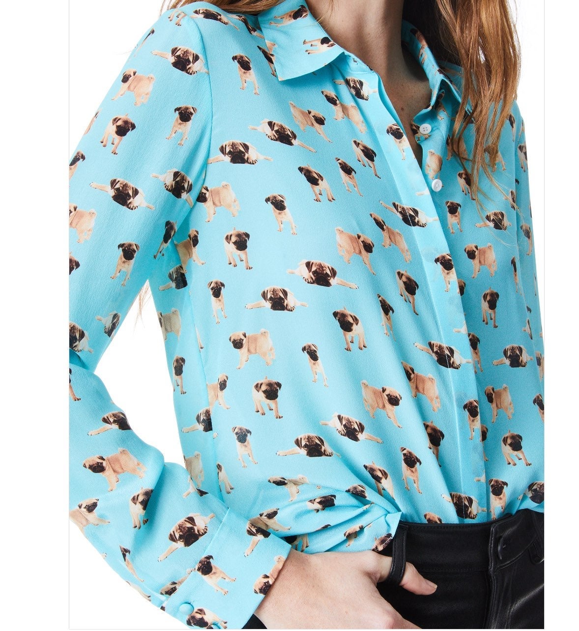 ALICE + OLIVIA WILLA PLACKET TOP SIZE XS