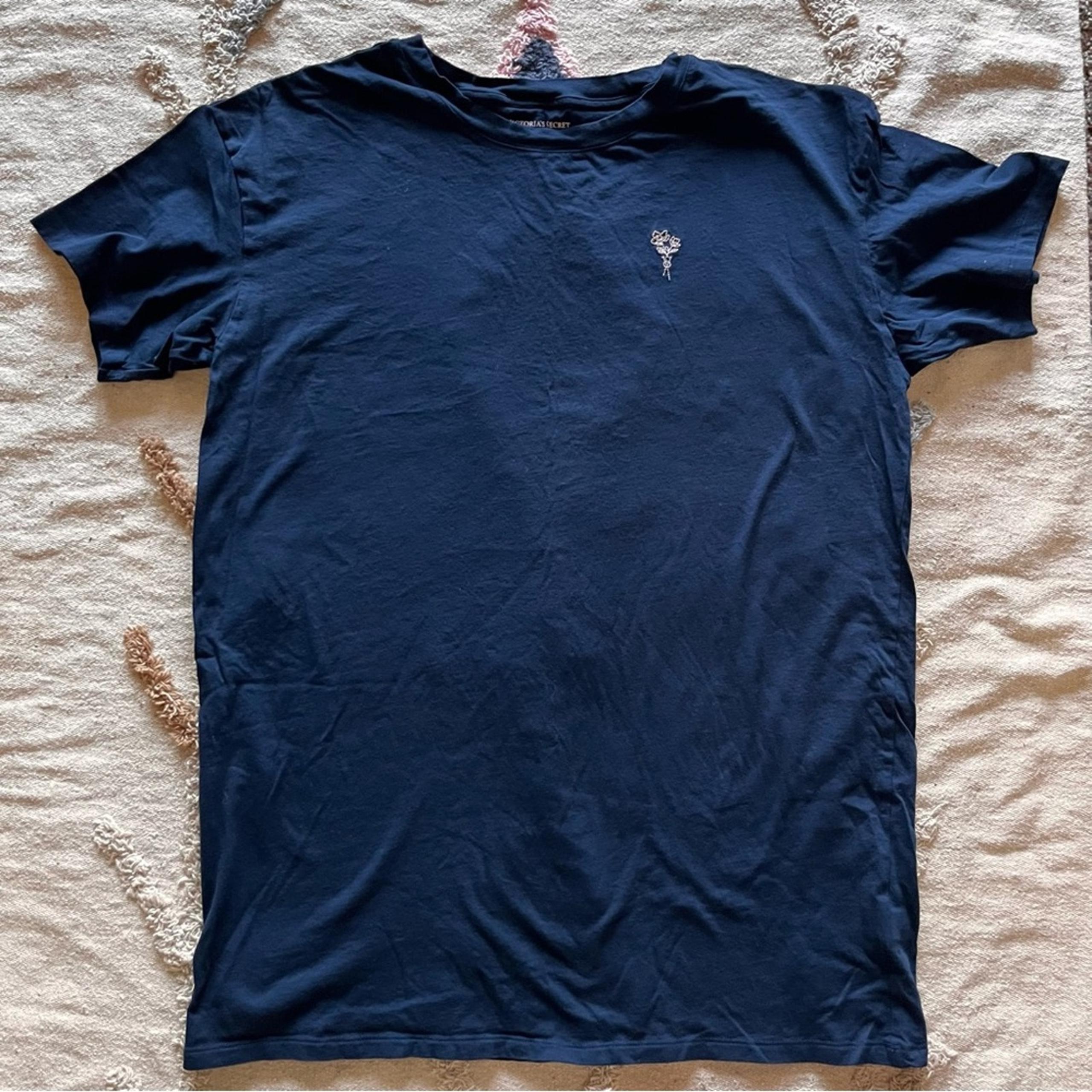 Victoria's Secret Deep Blue Cotton Sleep Shirt pajamas sleepwear Womens M/L