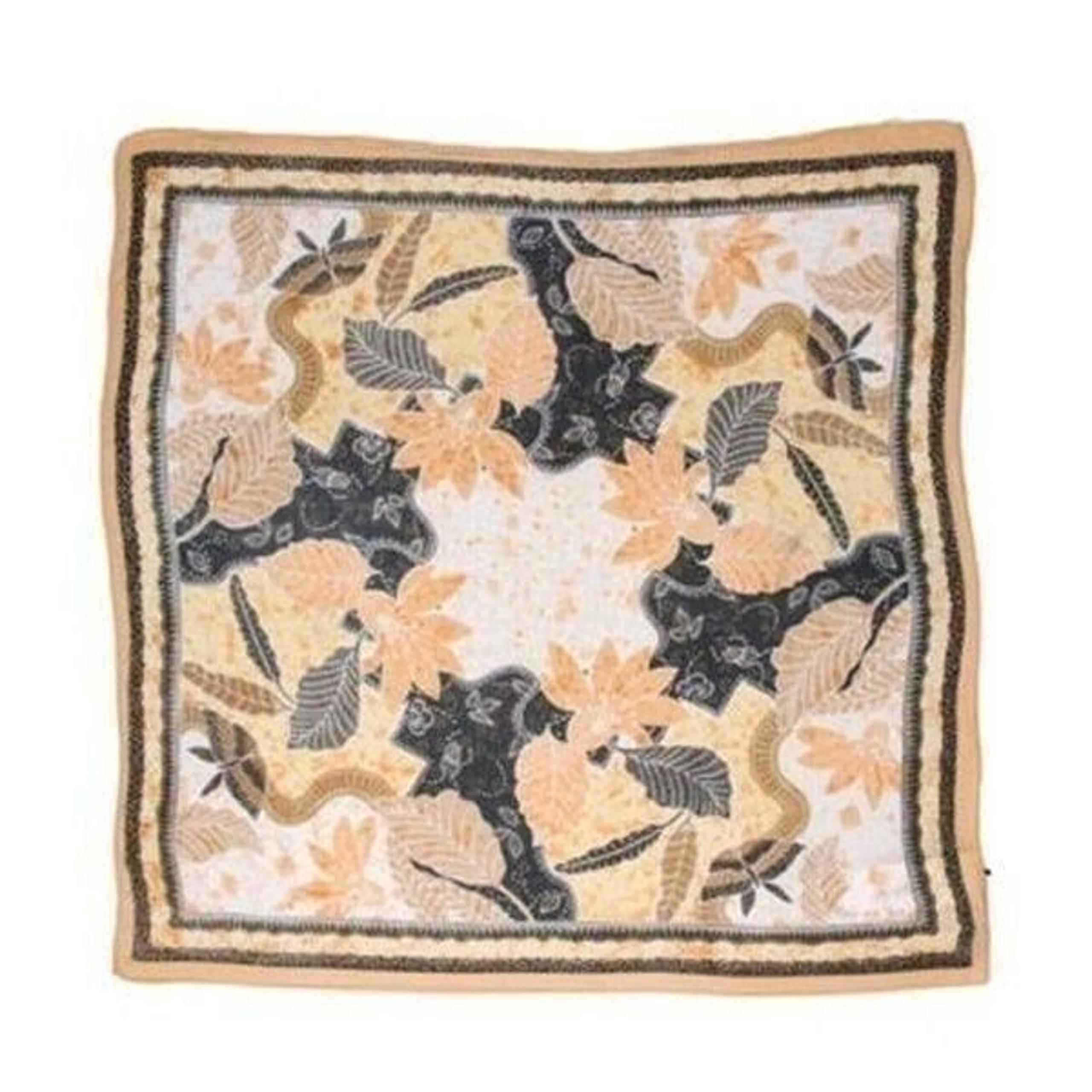 oscar de la renta Authentic Beige Brown White Black Floral Square Scarf