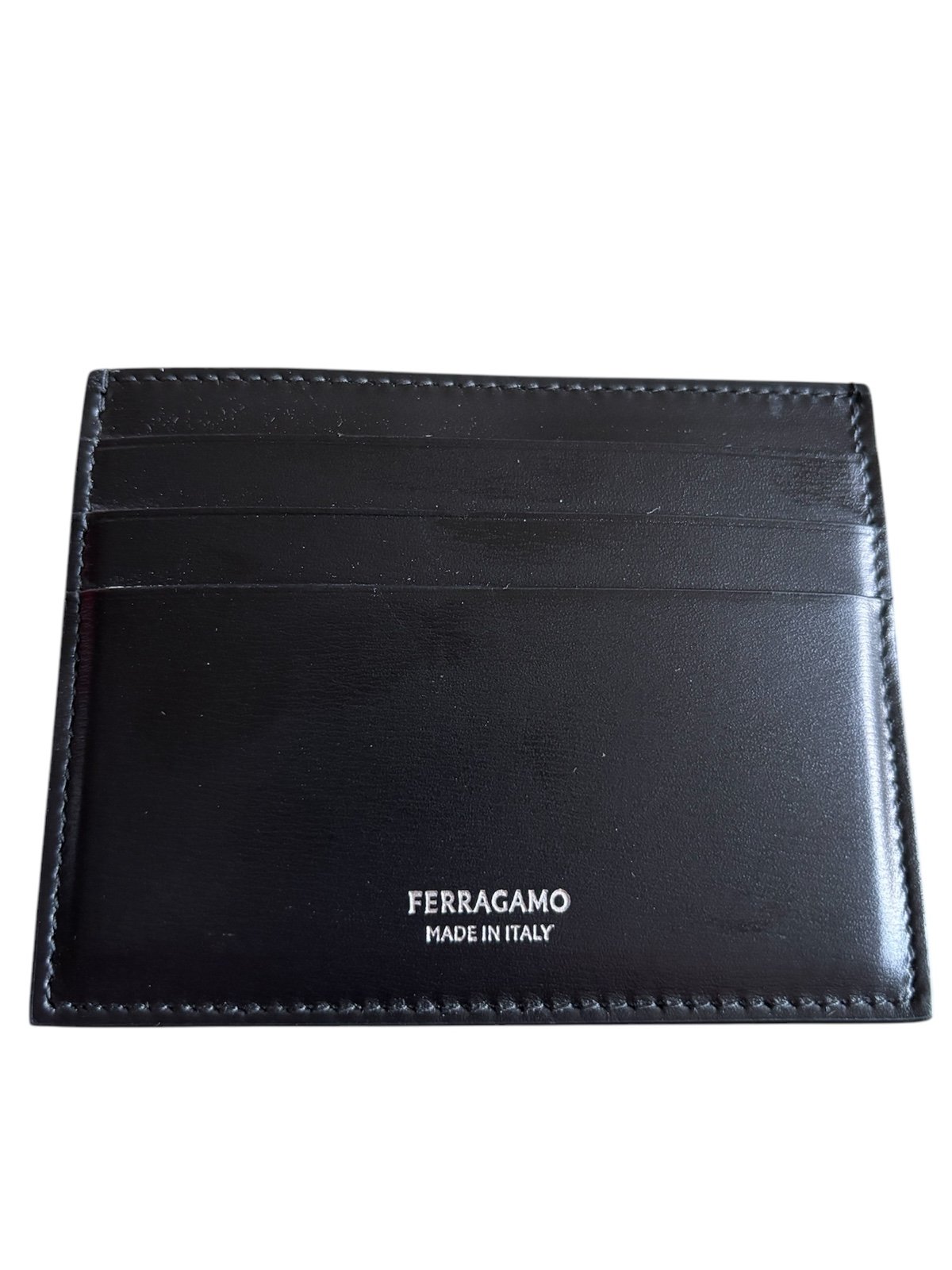 Salvatore Ferragamo Black Leather Card Holder