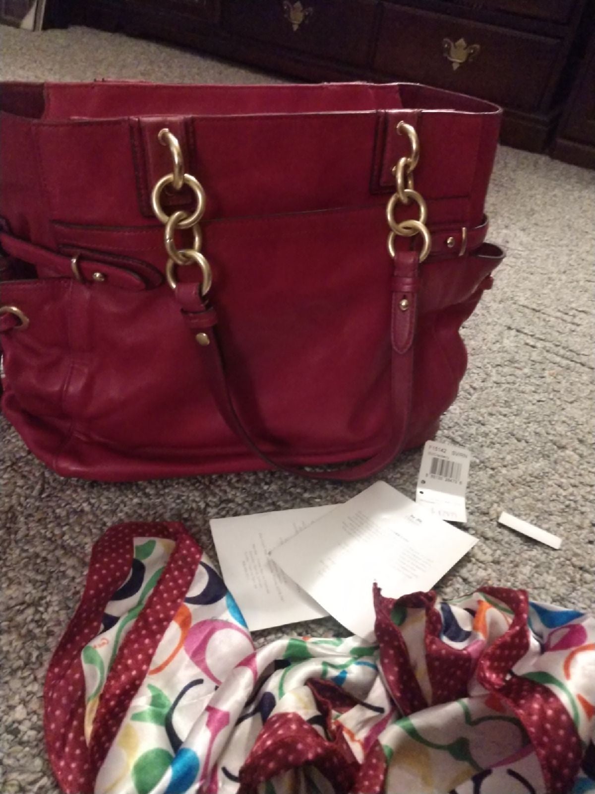 Cranberry Coach Leather bag