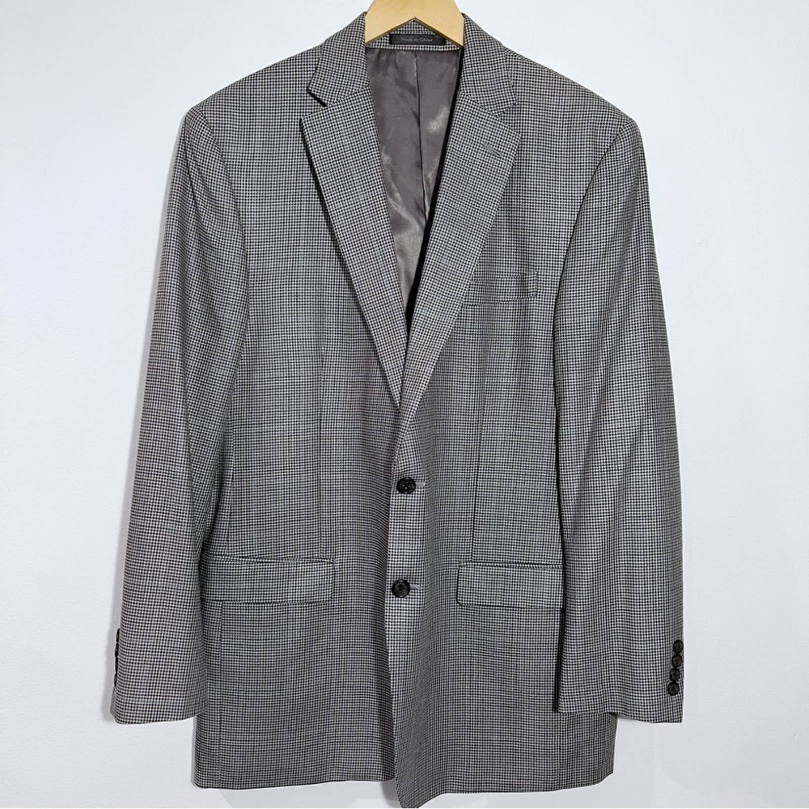 Lauren Ralph Lauren Silk/Wool Houndstooth Sport Coat Blazer Size 42 Long