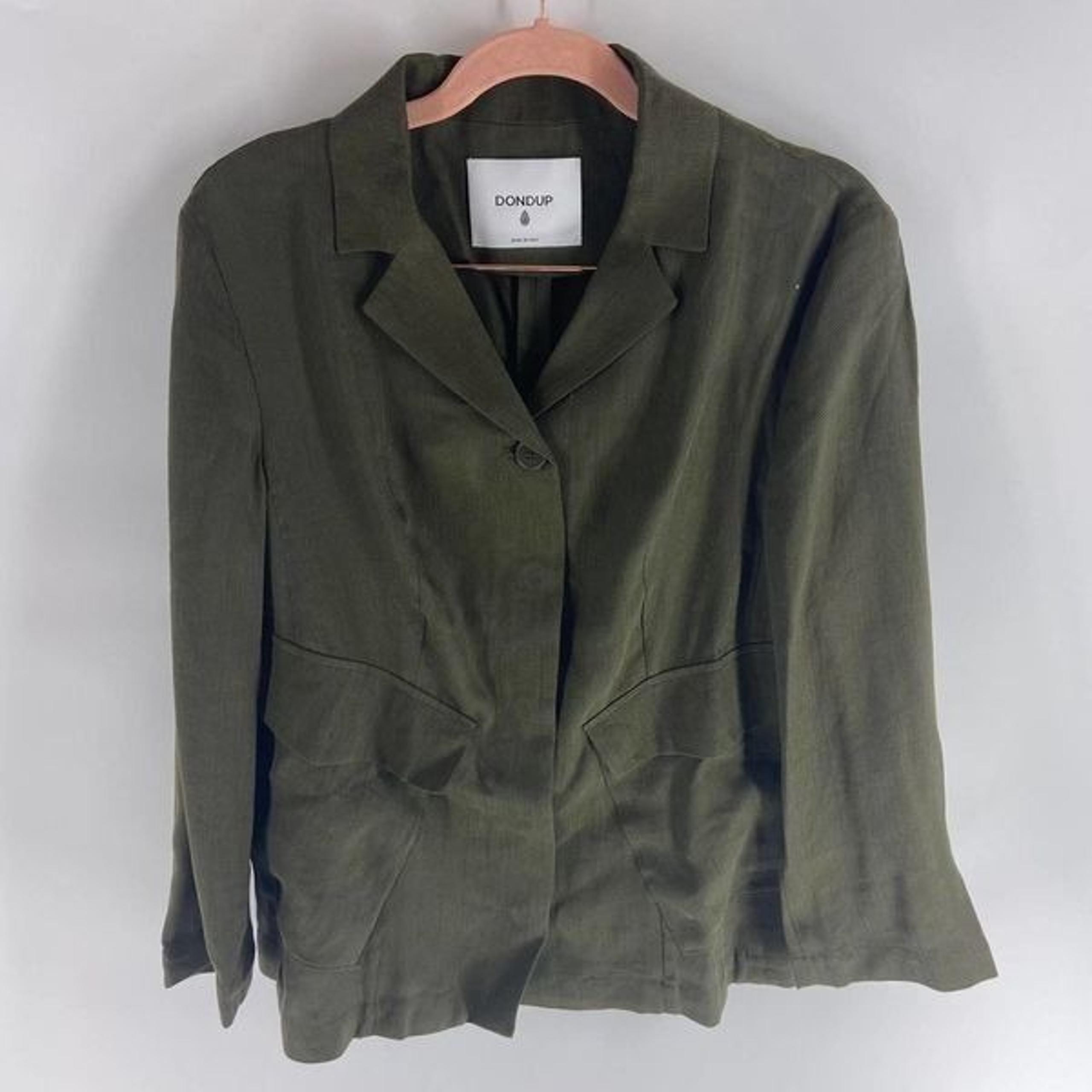 linen olive green buttoned blazer jacket NWT womens IT 44 US L - Dondup
