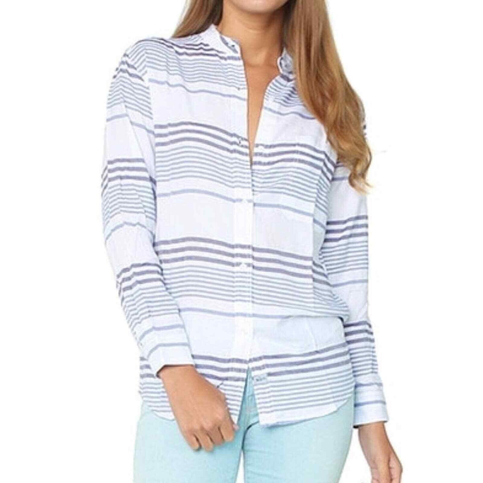 Rails Quincy Engineered Stripe Button Front Top Shirt Blouse Woman's Medium