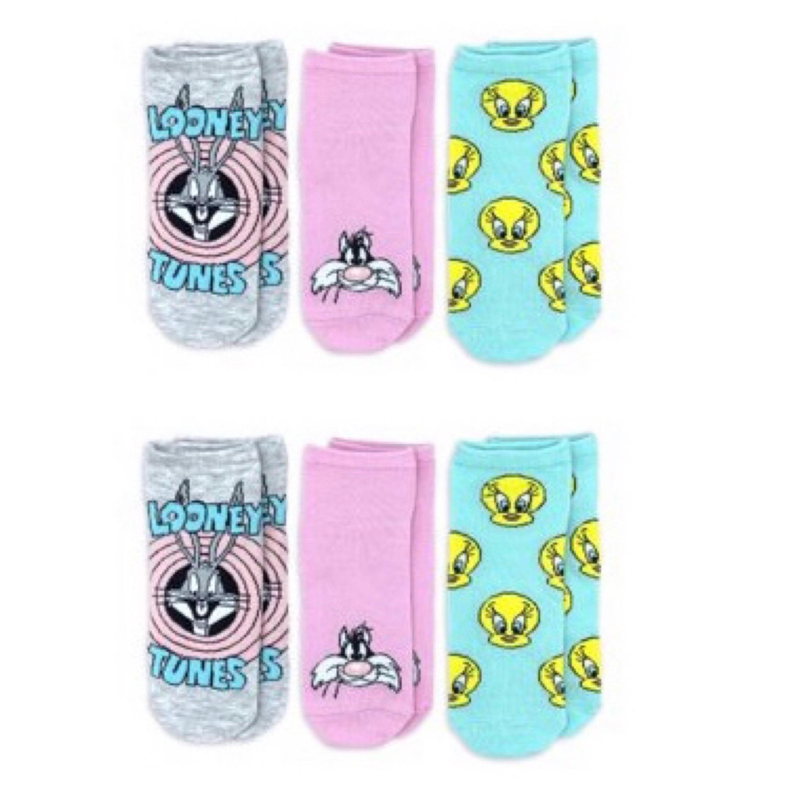 Looney Tunes Bundle of (6) Socks 2 x 3 Pair, No Show Socks