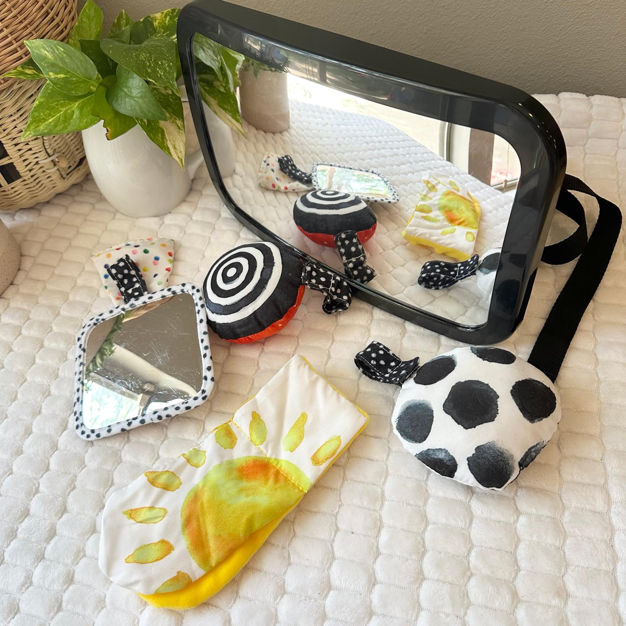 Infant Car Ride Essentials Bundle - Car Mirror and hanging toys