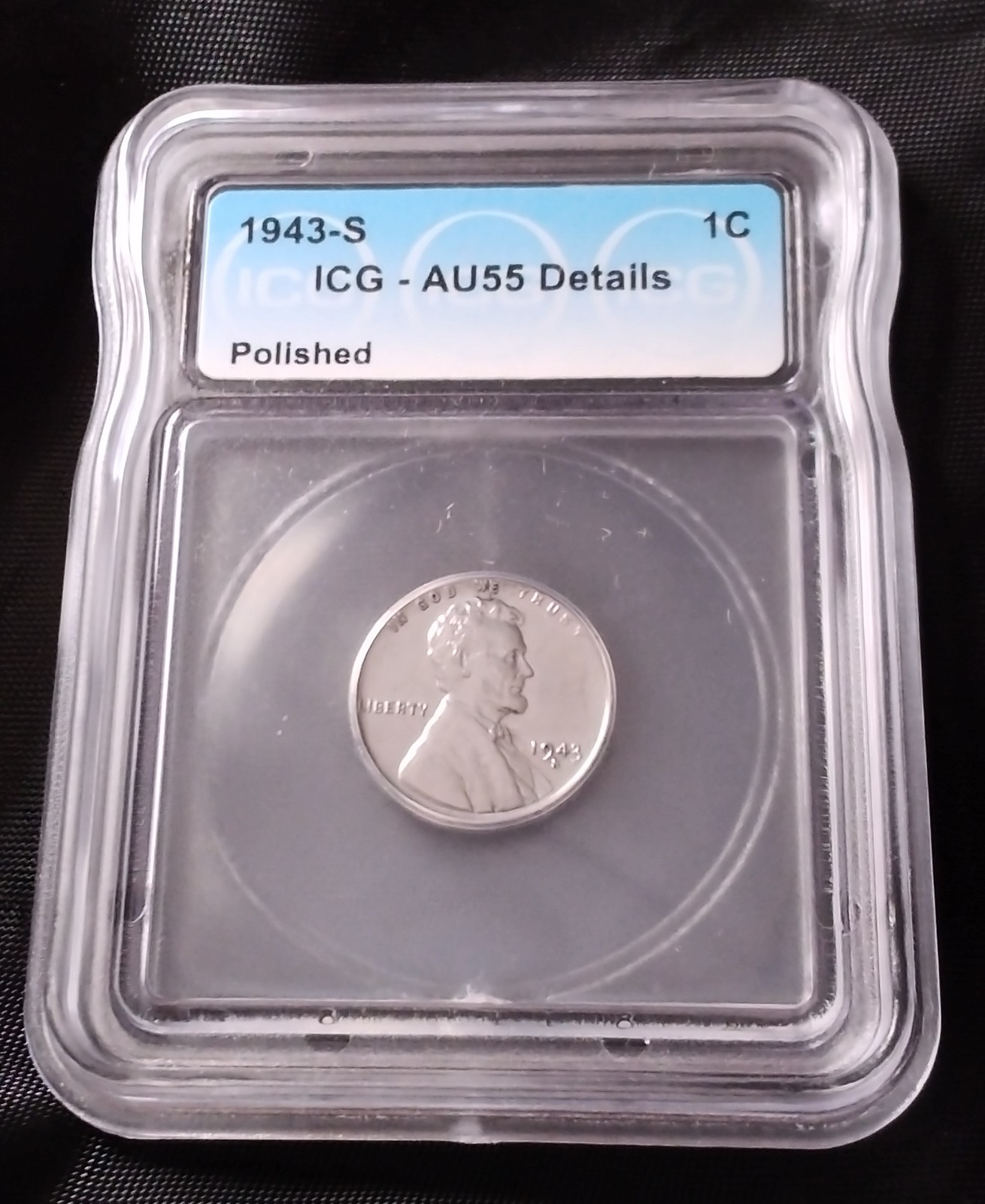ICG 1943 S Steel Penny AU-55 details - San Francisco Mint.!