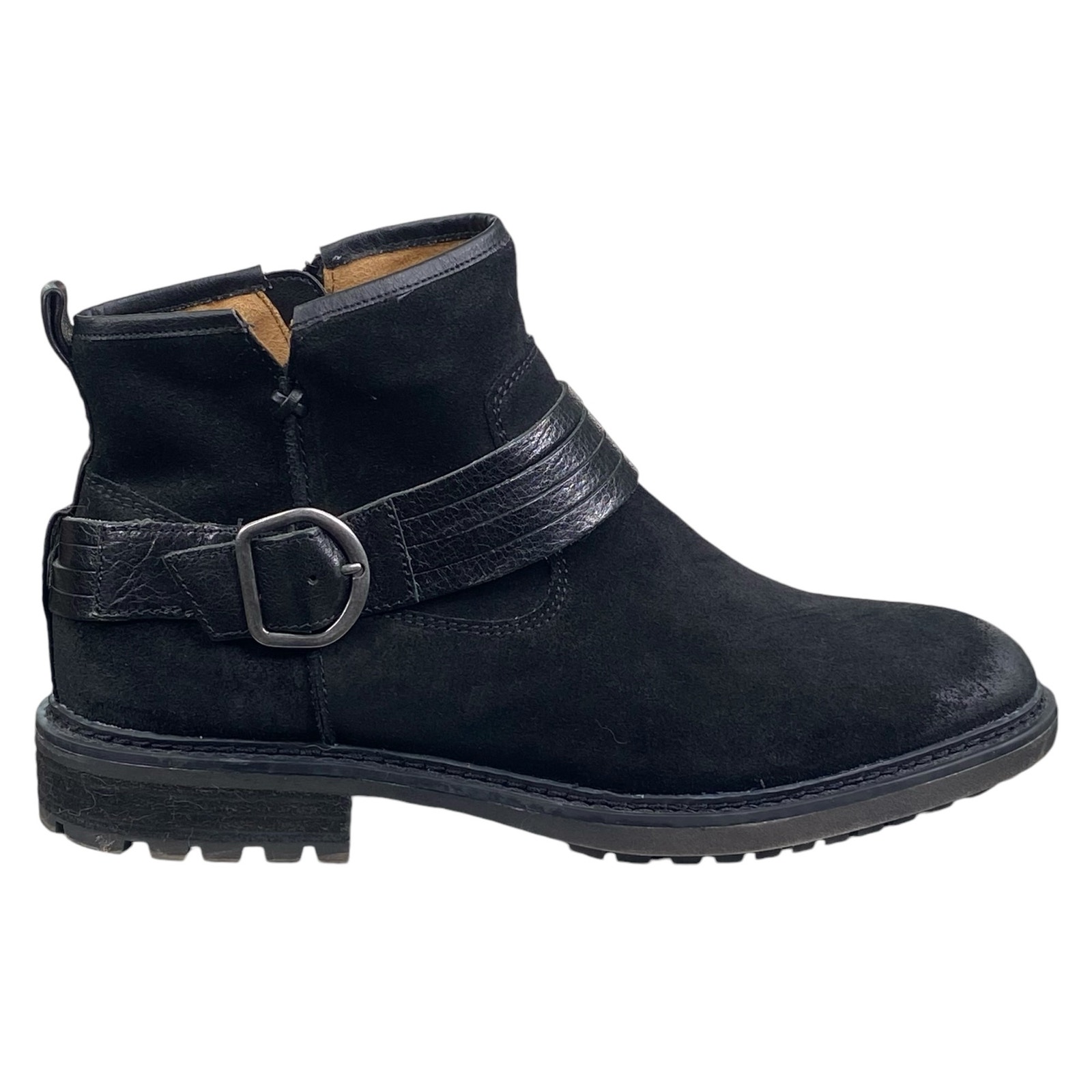 Sofft Women’s Lavina Buckled Black Suede Ankle Boot Size US 10