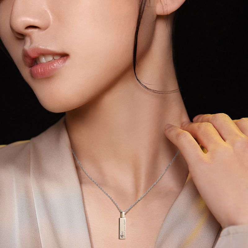 Glazed love bar collarbone chain Fashion simple titanium steel pendant stainless