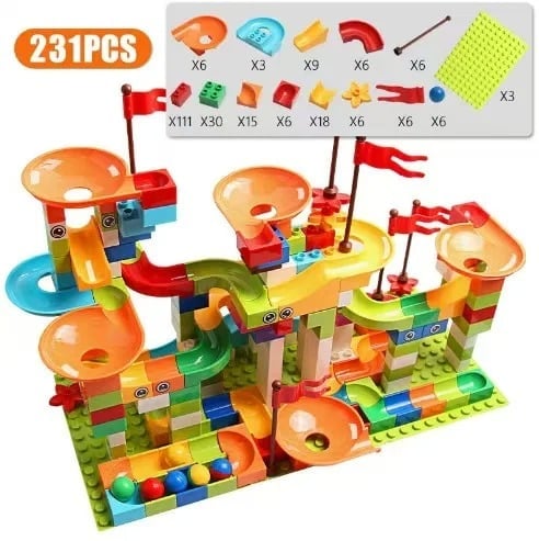 Marble Race Run Blocks Maze Ball Track Toy Compatible city Building Blocks