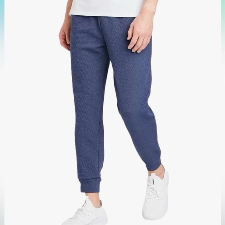 All In Motion Men’s Mid-Rise Textured Knit Joggers with Zip Pockets Size S Blue