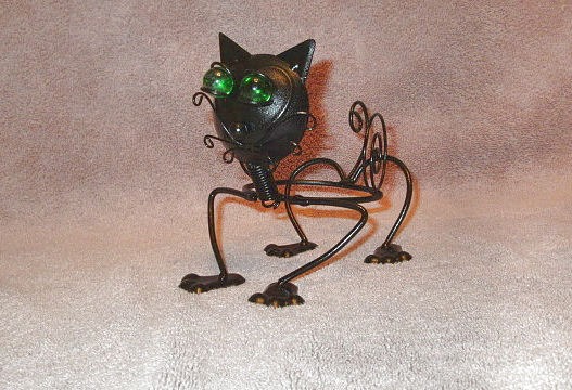 VTG Stray CAT Bobble Head PLANTER Glass Eyes INDOOR OUTDOOR Home YARD Decor