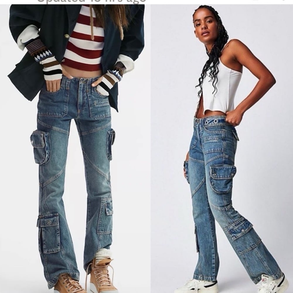 Free people NWT call me crazy low rise flare jeans SZ 25. Ballistic blue.