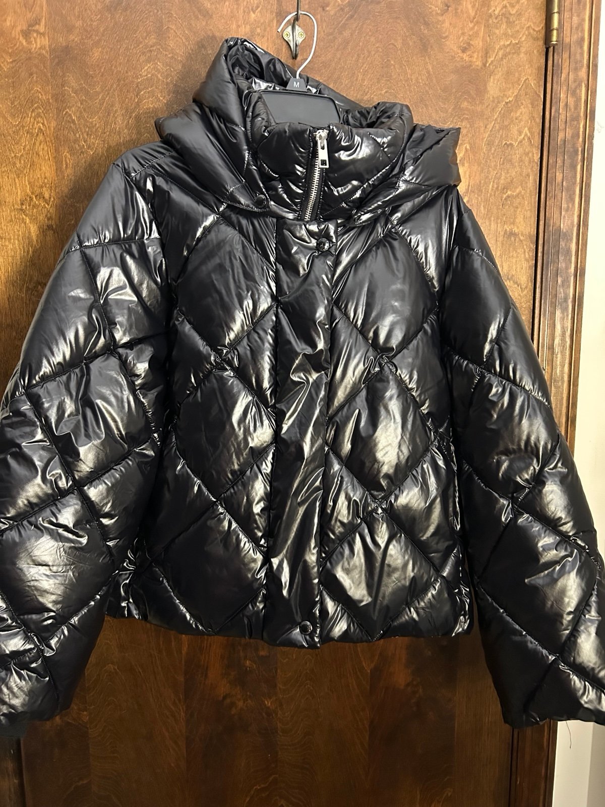 Banana Republic Jacket Womens Hooded Puffer Coat Black M