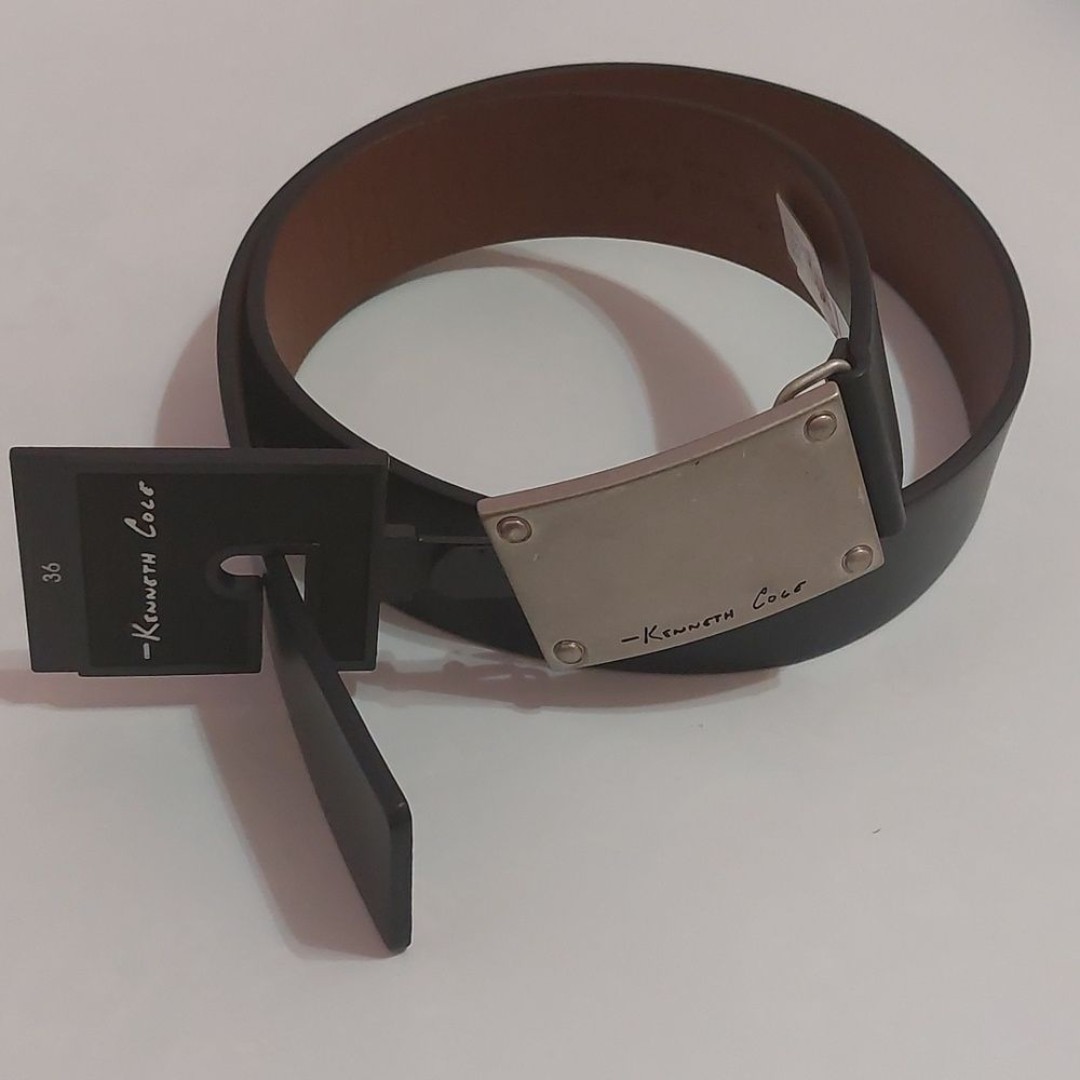 Kenneth Cole Men's Size 36 Black Genuine Italian Leather Belt NWT
