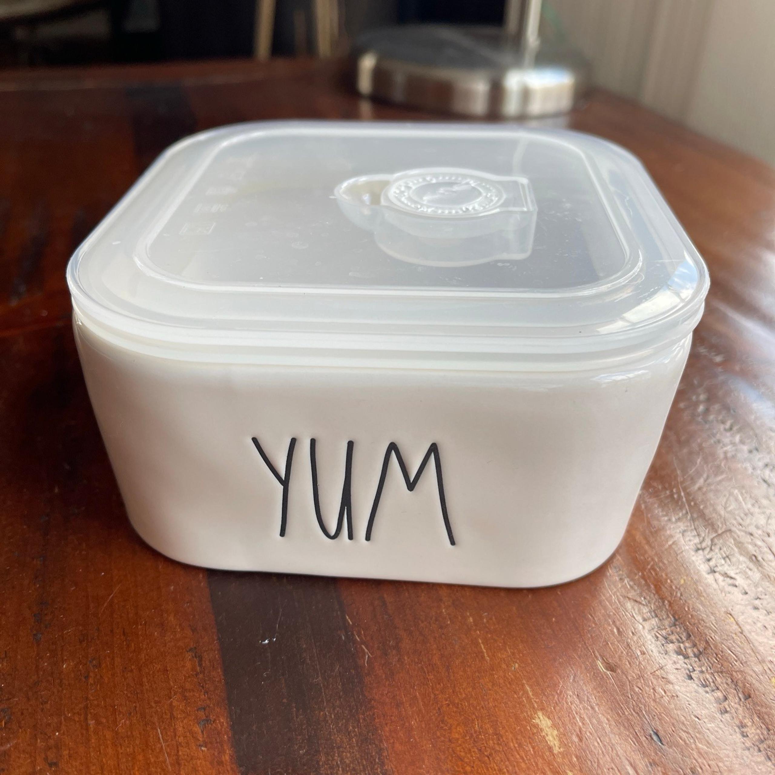 RAE DUNN YUM Ceramic square storage  Container With Vented Lid lunchbox