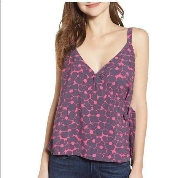 Chelsea28 Pink Floral Wrap Front Camisole size Medium - NEW