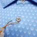 Peter Millar Mens Polo Golf Shirt M Cottage Blue Seeing Double Skulls Print