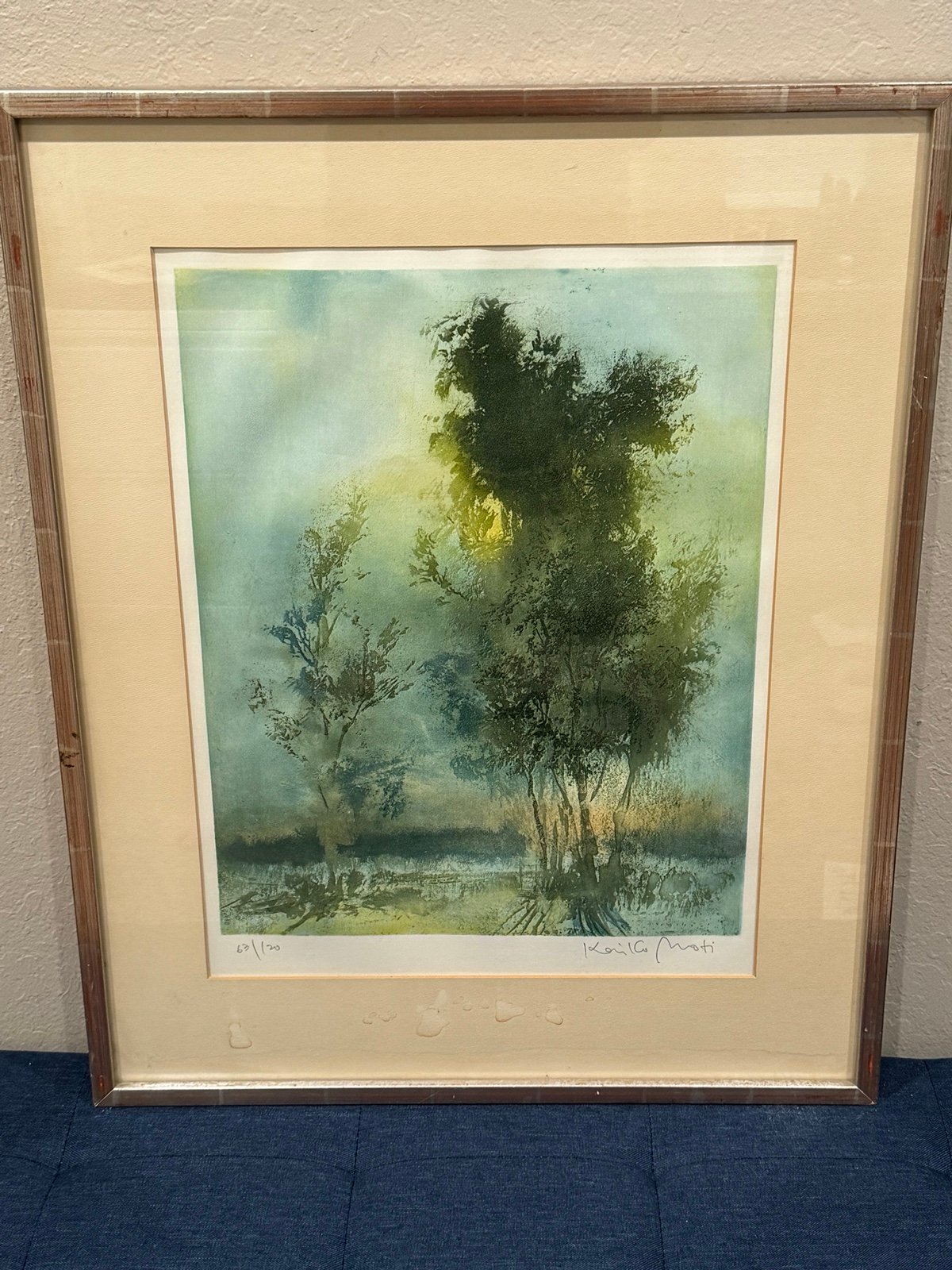 Original Signed KAIKO MOTI Color Aquatint Les Arbres 63/120 India Artist