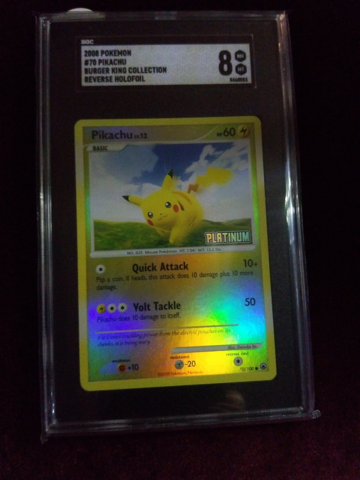 Pokemon Pikachu lv.12 Platinum Stamped Graded SGC 8!