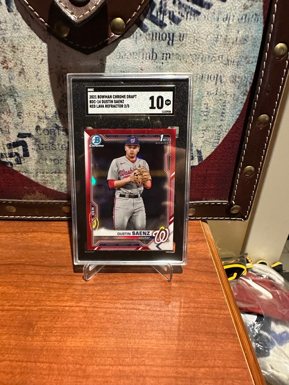 2021 Bowman Draft Red Lava Dustin Saenz Chrome /5 Prospect Refractor SGC 10 RARE