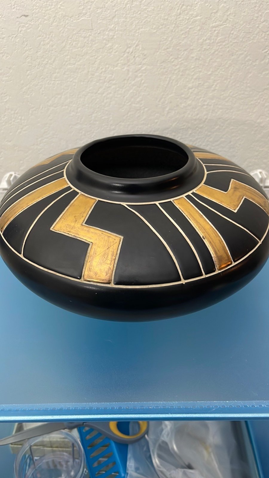 Vintage MCM Harris Potteries Chicago CAIRO Black Matte Vase