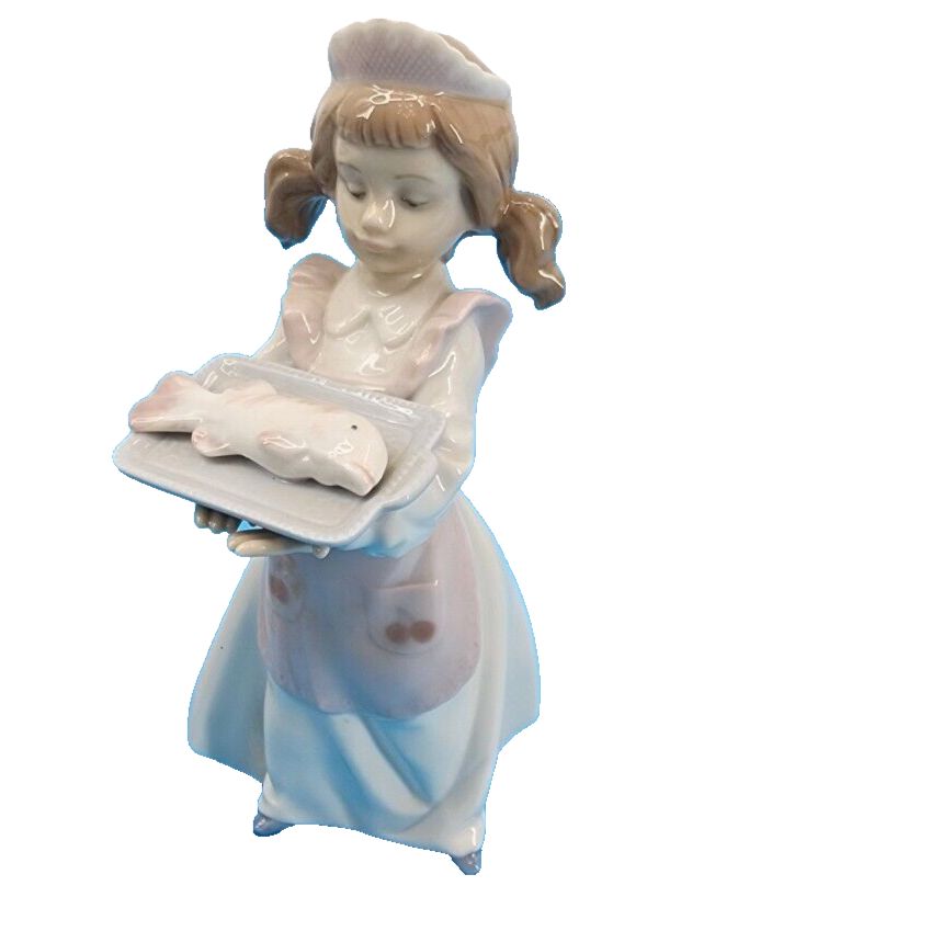Lladro Figurine Dinner is Served Vintage 1990s Glazed Original Box Girl