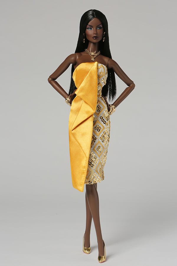 Integrity Toys Fashion Royalty Serenity Vanessa Perrin Yellow Gold Sequins Dress