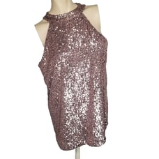 Cable and Gauge Halter Tank Top Medium Pink Sequin Y2K Fairycore Party New