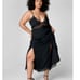 Crinkle chiffon lace insert double split maxi slip dress