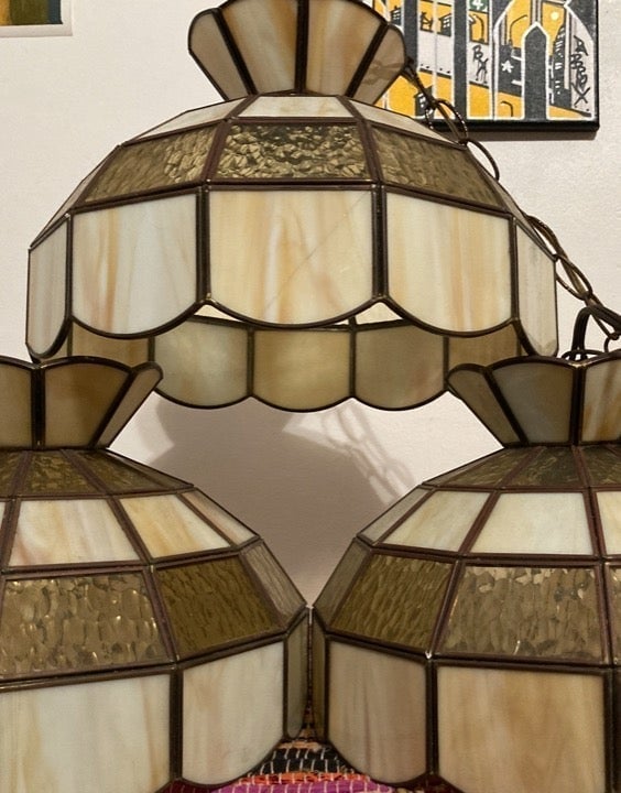 Three (3) Vintage Swag Glass Lamp Shades