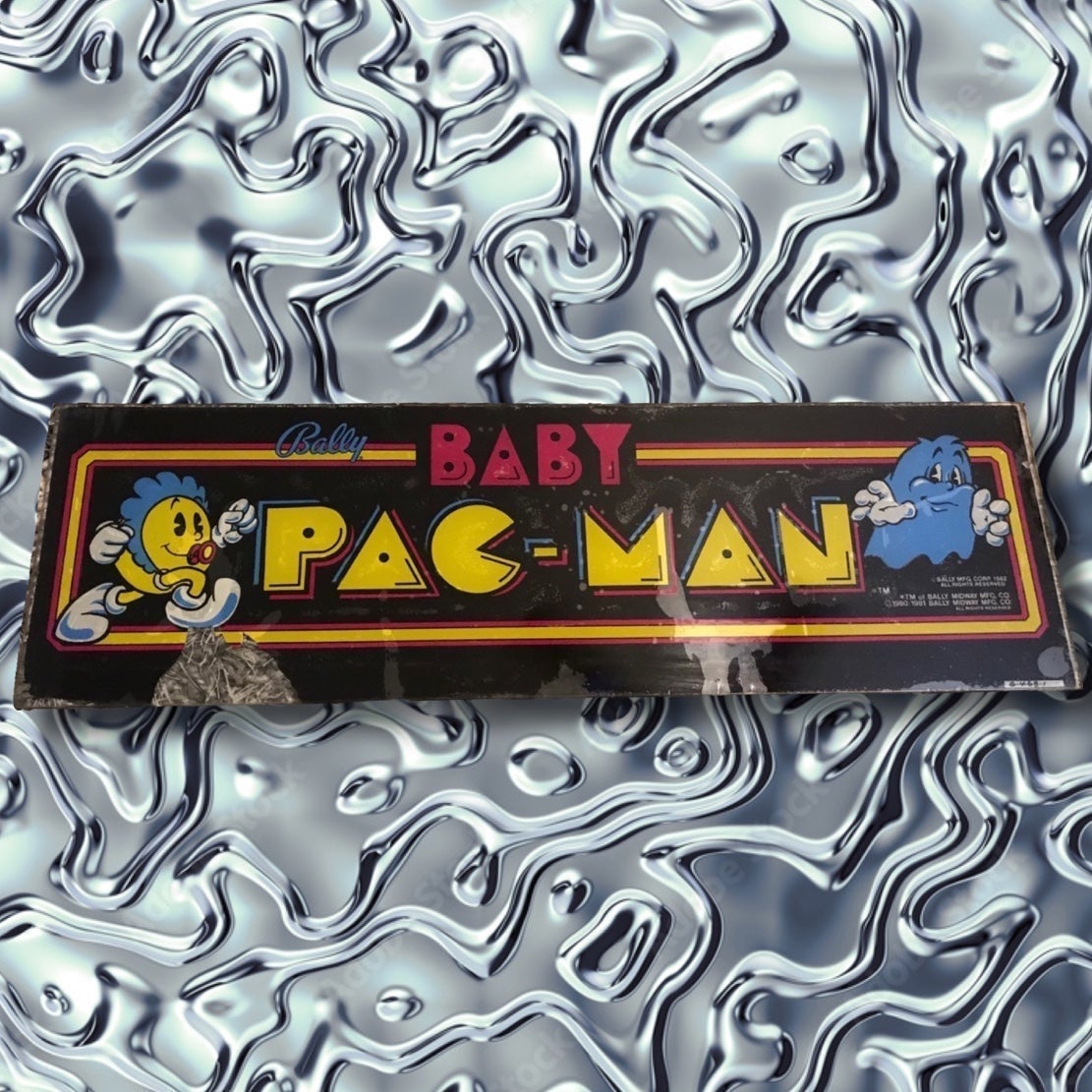 Baby PAC MAN Bally Arcade Video Game GLASS Marquee Sign Art Decor