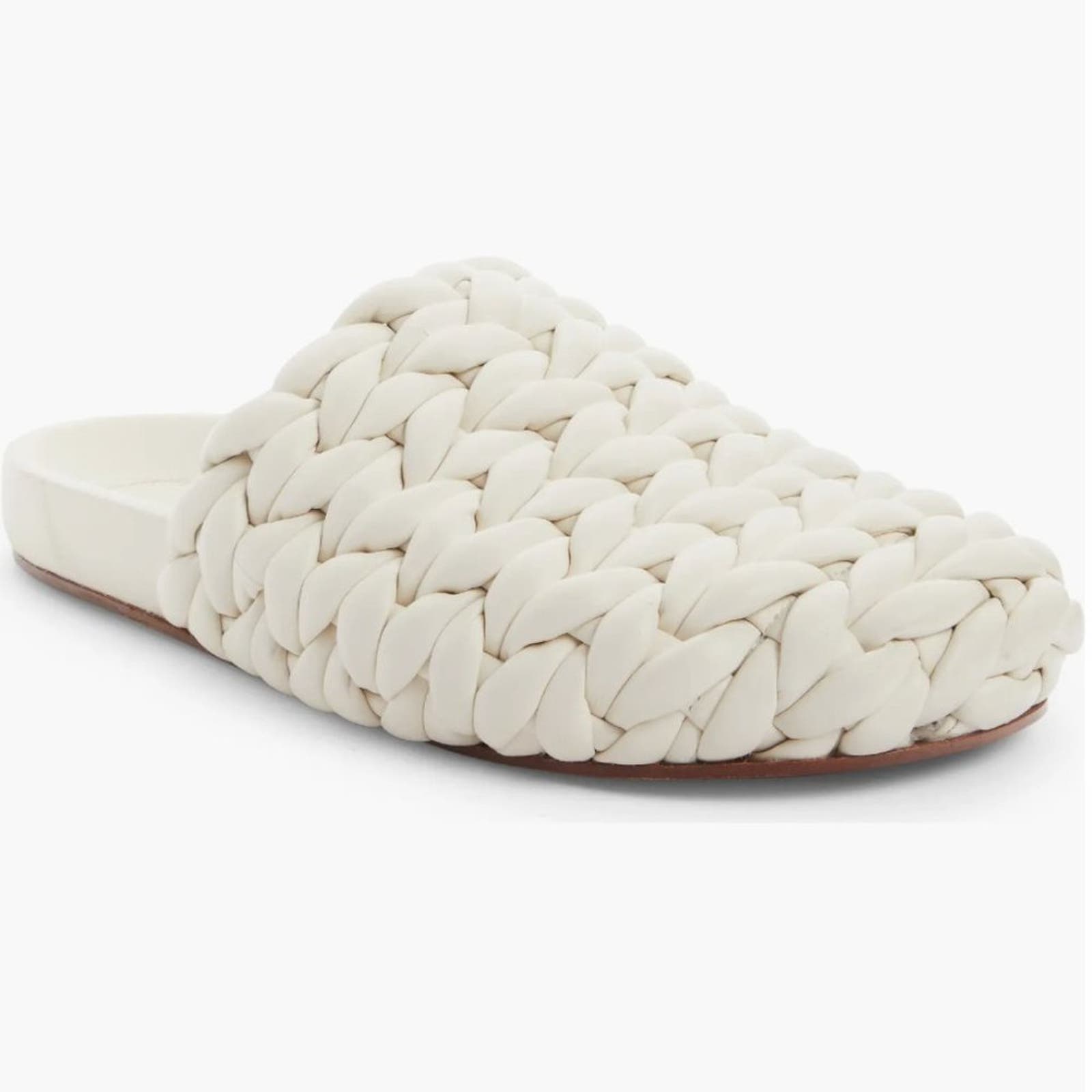 Chloé Kacey Braided Leather Mule in Eggshell Cream Size 36 / US 6