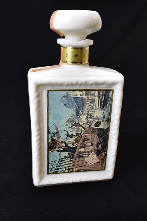 Americana Boston Tea Party Liquor Bottle. J.W. DANT Vintage 1968 Decanter Empty