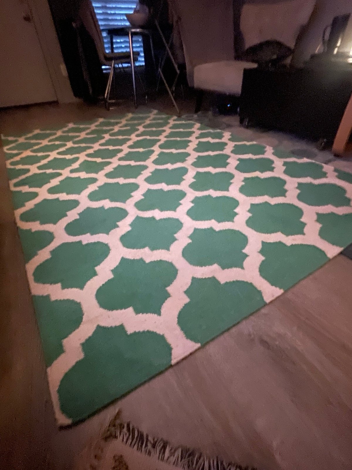 Handwoven Teal Geometric Area Rug