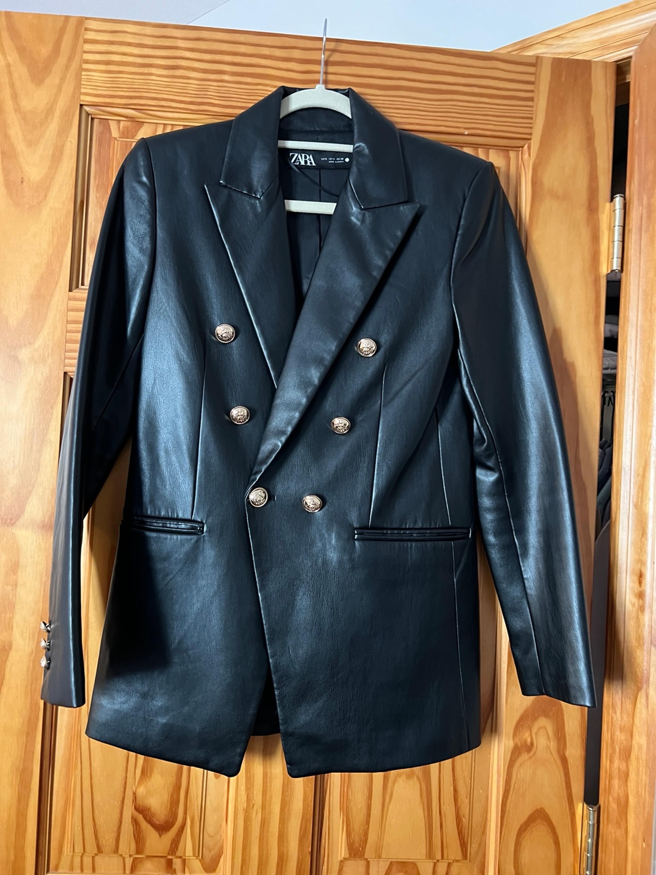 Zara Faux Lambskin Leather Blazer