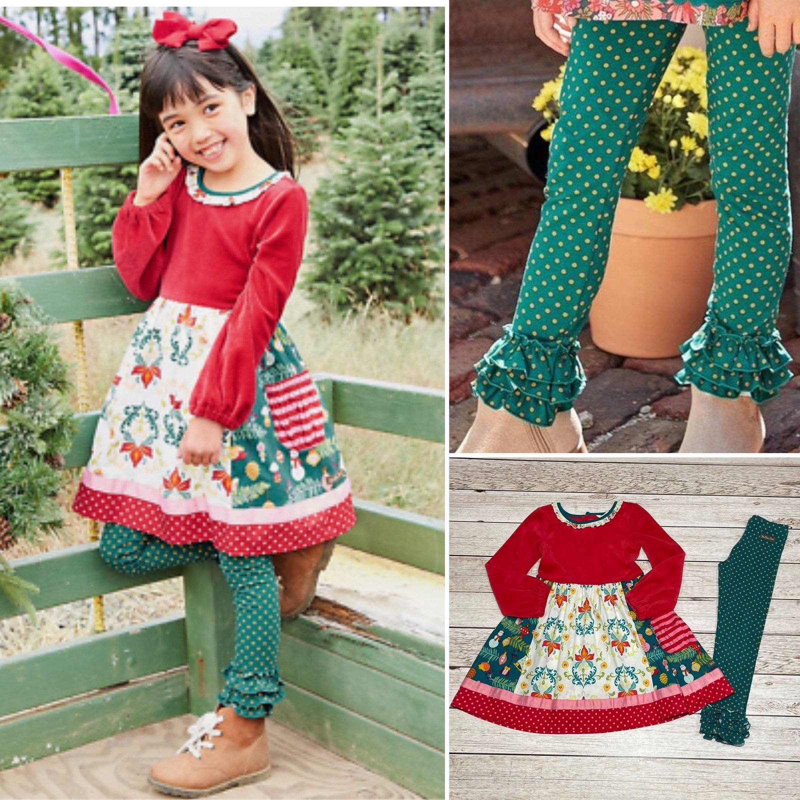 Matilda Jane Happy Holly Daze Dress Community Garden leggings 6