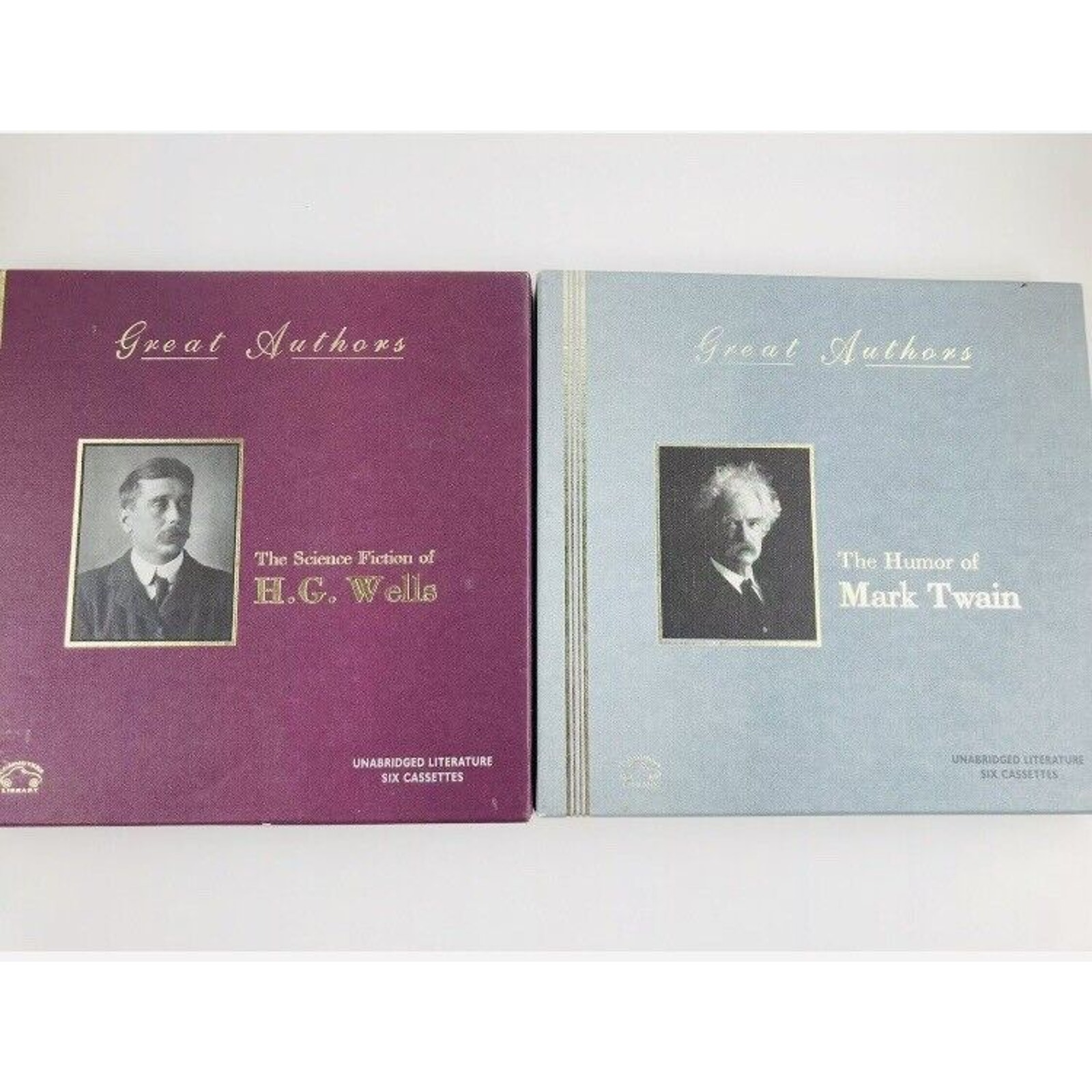Set of 2 Great Authors Series Mark Twain & H.G. Wells Audio Cassettes Literature