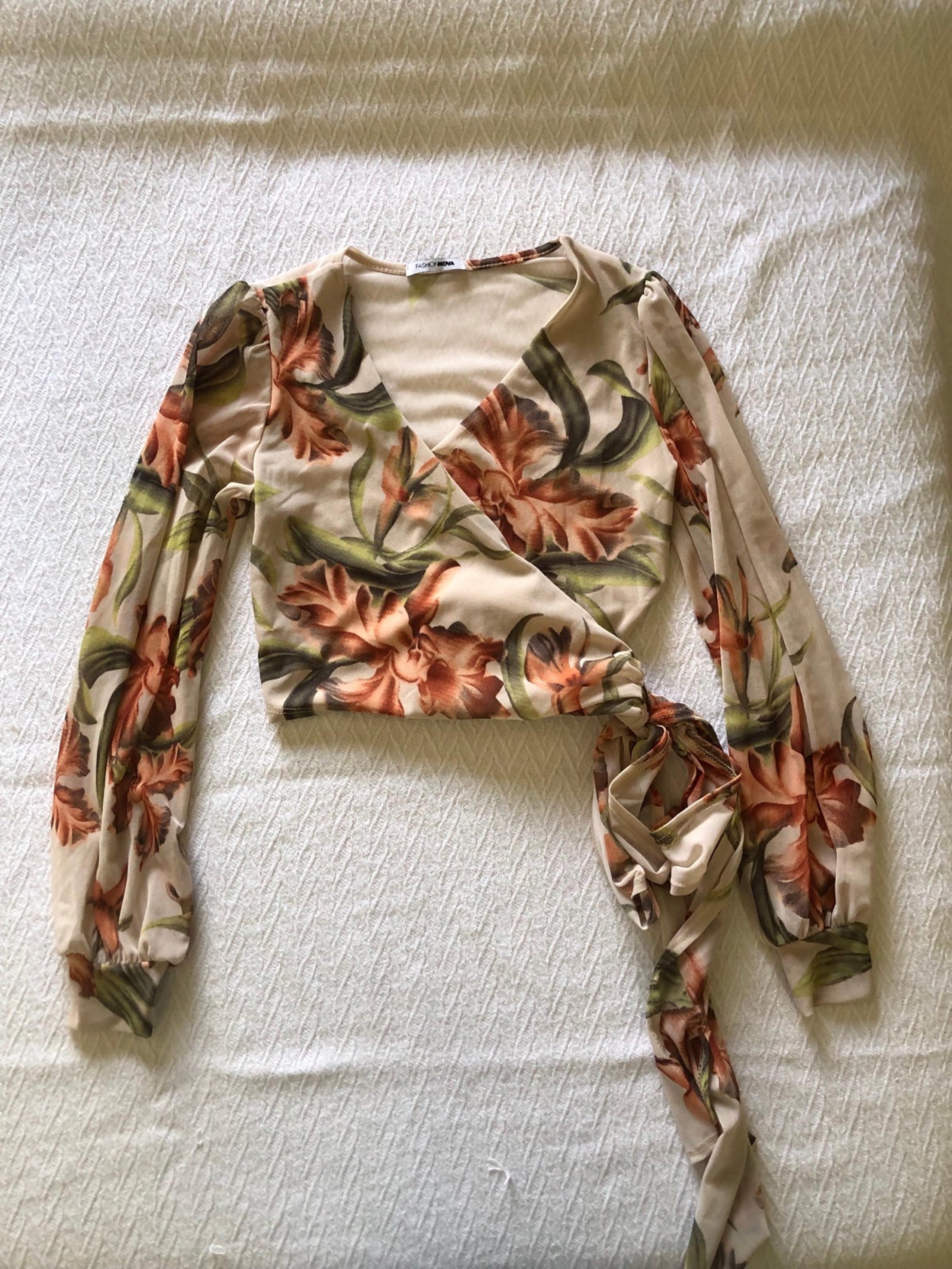 Fashion Nova Floral Wrap Top