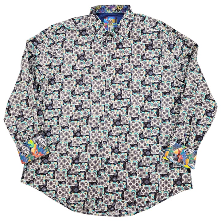Robert Graham Shirt Mens 2XL Multicolor Geometric Button Down Long Sleeve Flip
